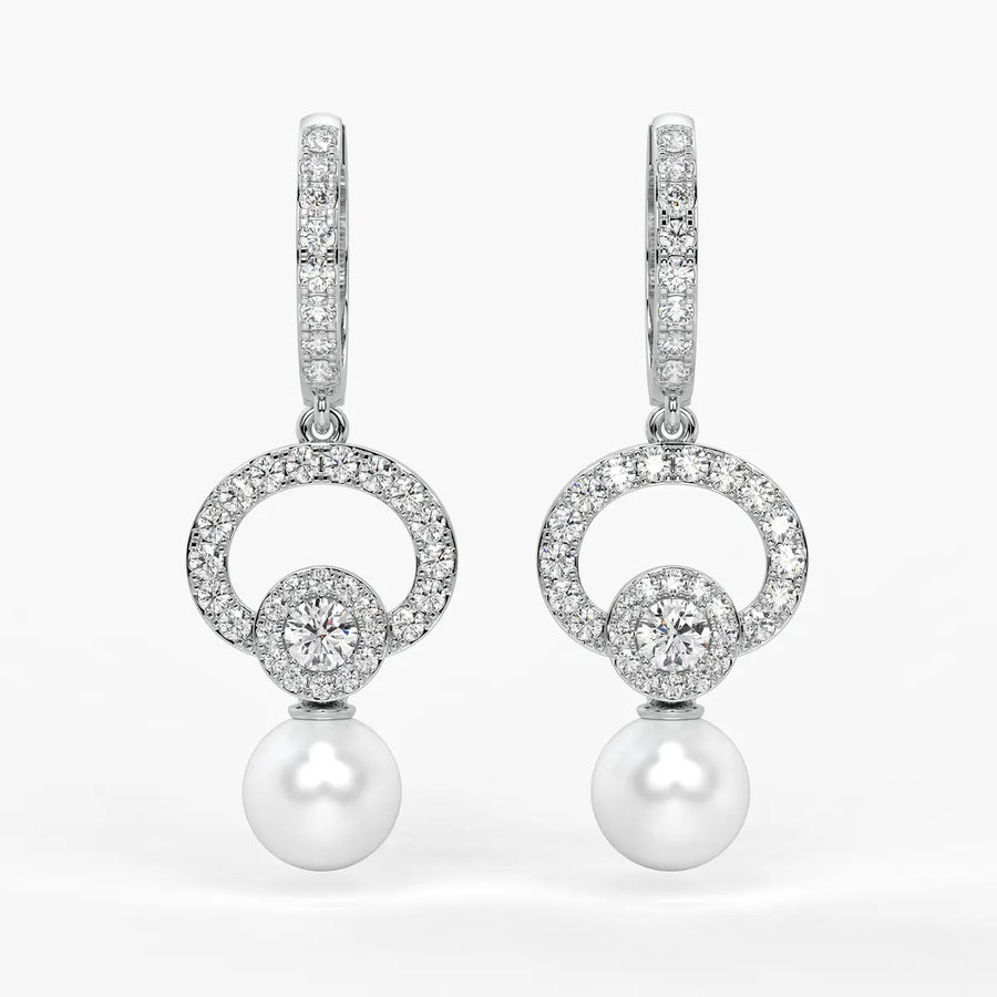 Halo Pearl Drop Earrings