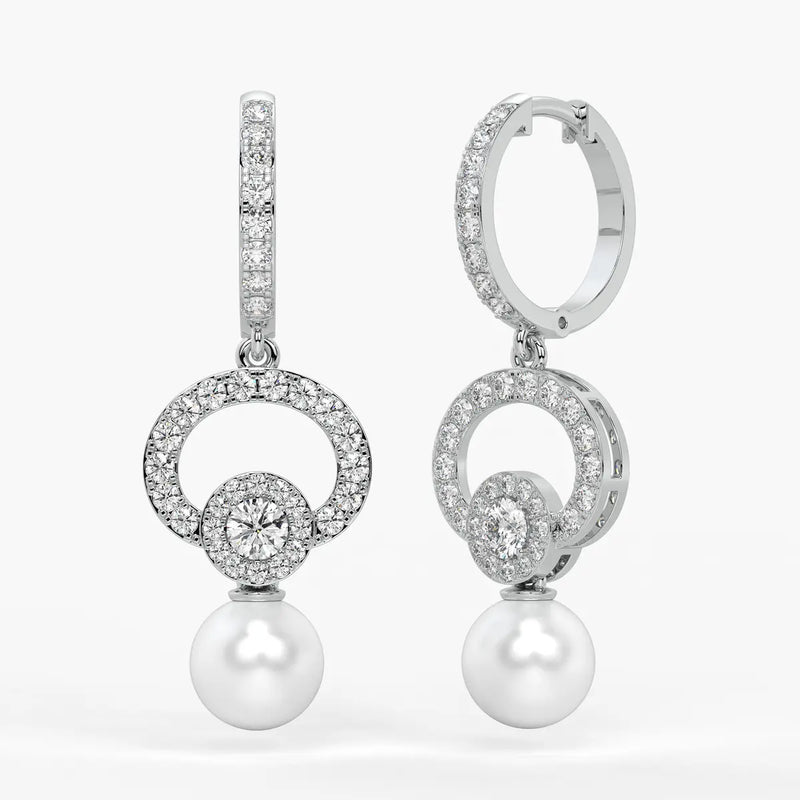 Halo Pearl Drop Earrings