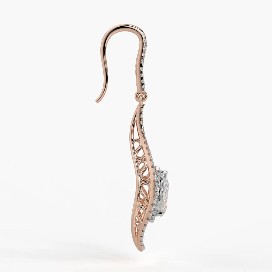 Pear Halo Drop Earrings