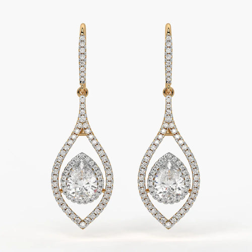 Pear Halo Drop Earrings