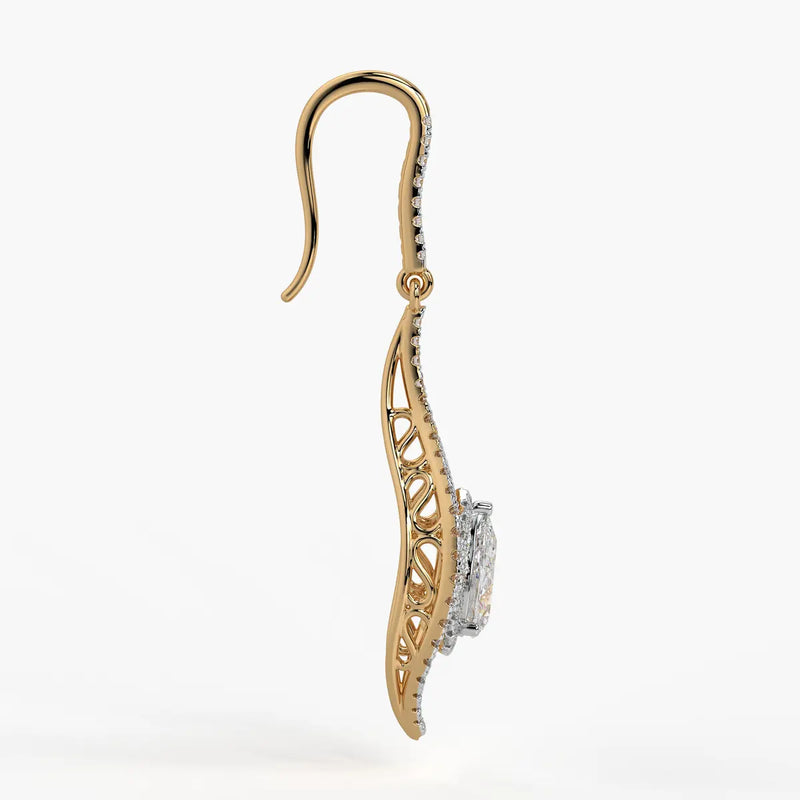 Pear Halo Drop Earrings