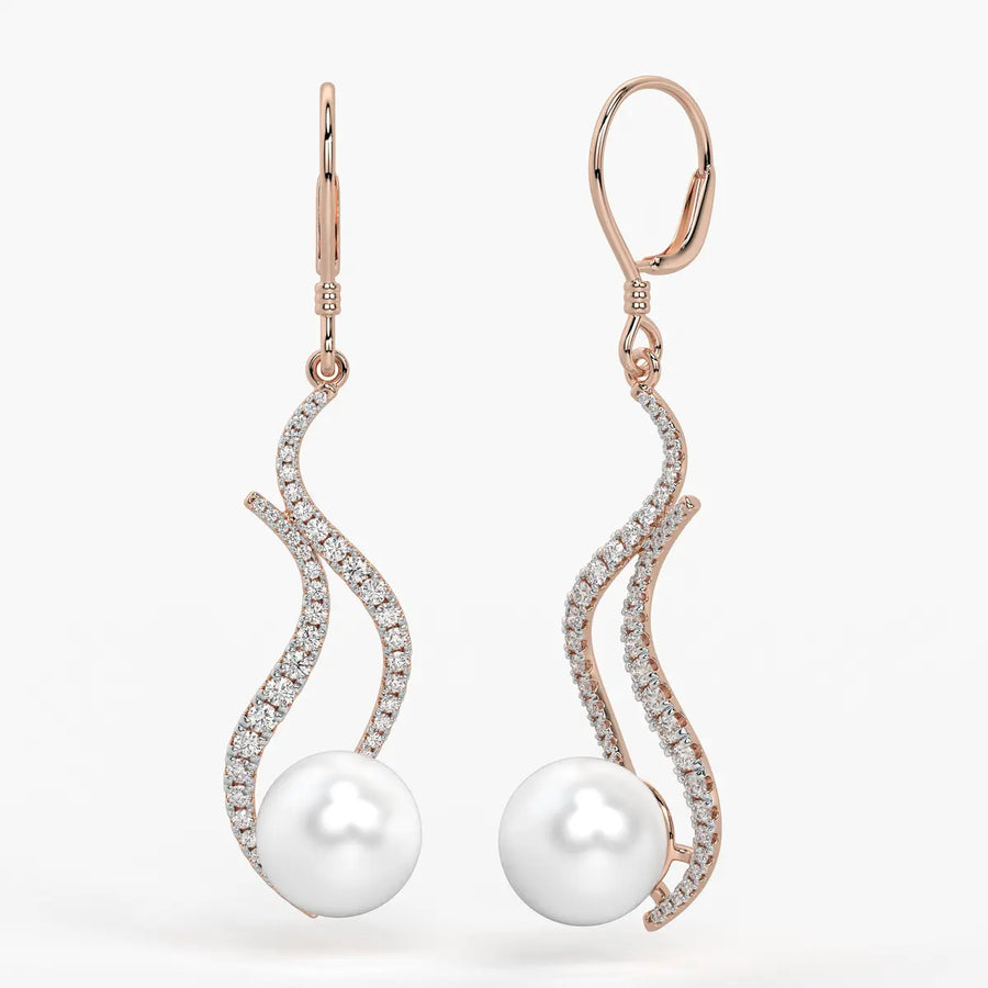 Wave Pearl Drop Earrings