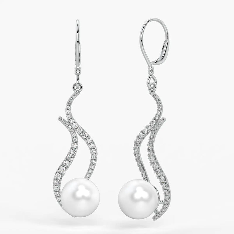 Wave Pearl Drop Earrings