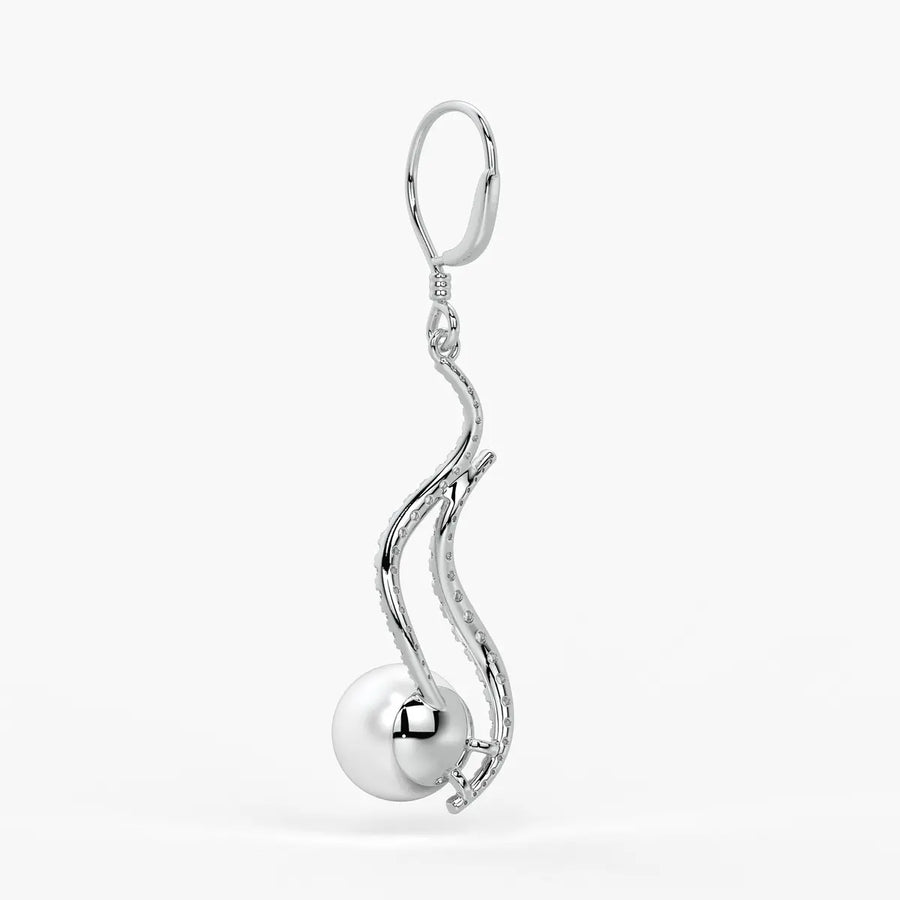 Wave Pearl Drop Earrings