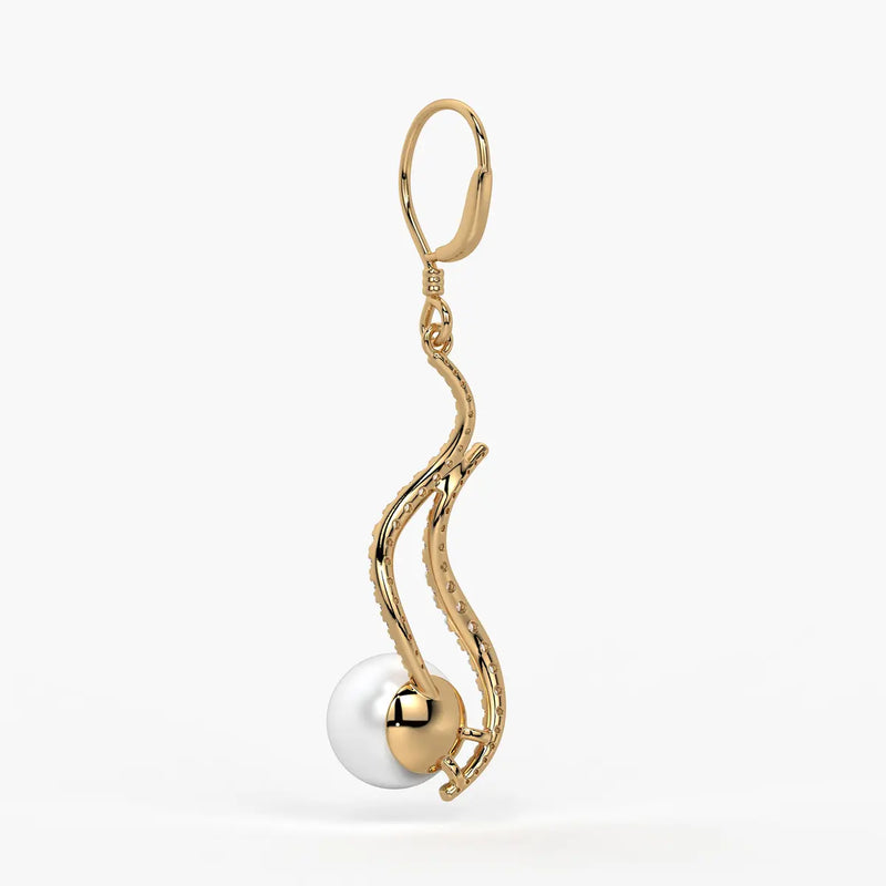 Wave Pearl Drop Earrings