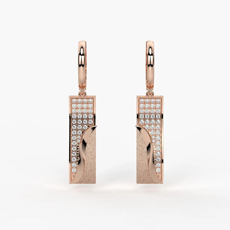 Curved Rectangle Drop Earrings