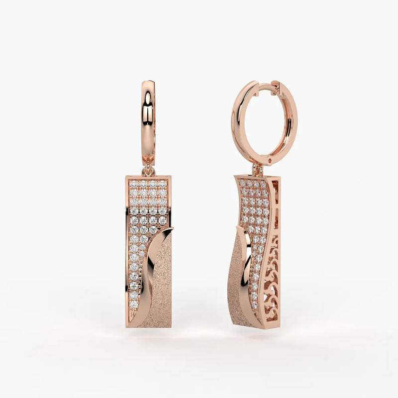 Curved Rectangle Drop Earrings