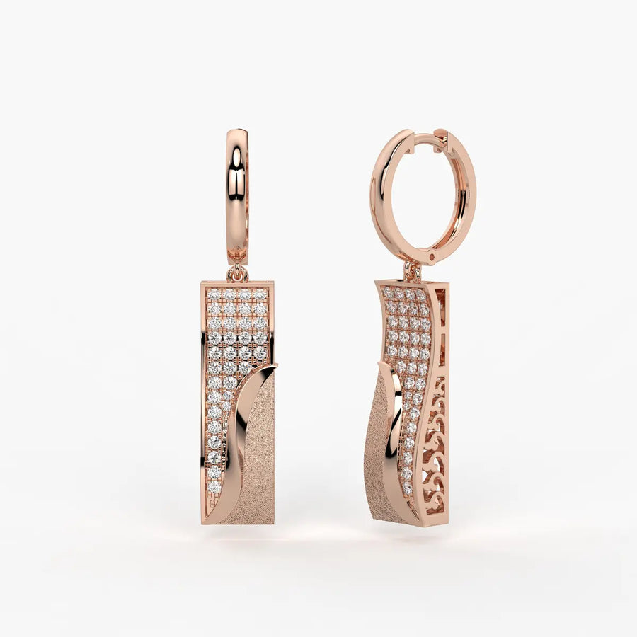 Curved Rectangle Drop Earrings