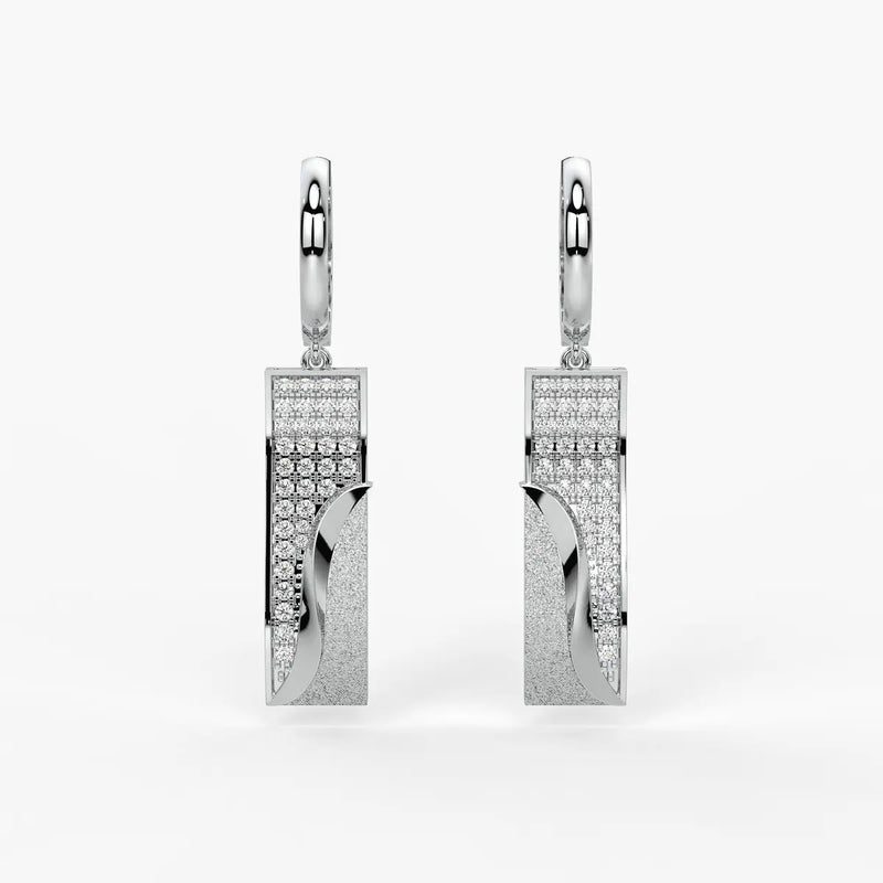 Curved Rectangle Drop Earrings