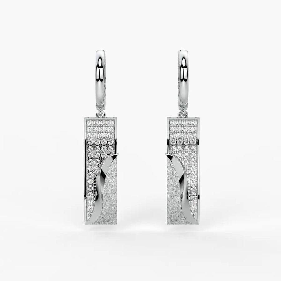 Curved Rectangle Drop Earrings