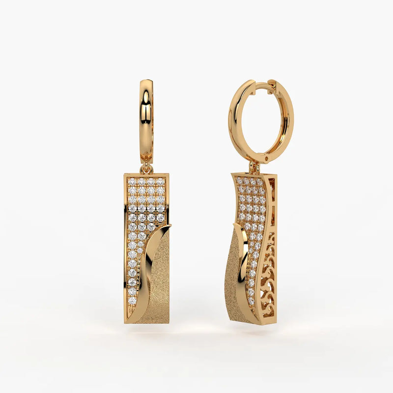 Curved Rectangle Drop Earrings