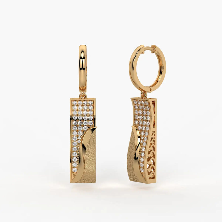 Curved Rectangle Drop Earrings