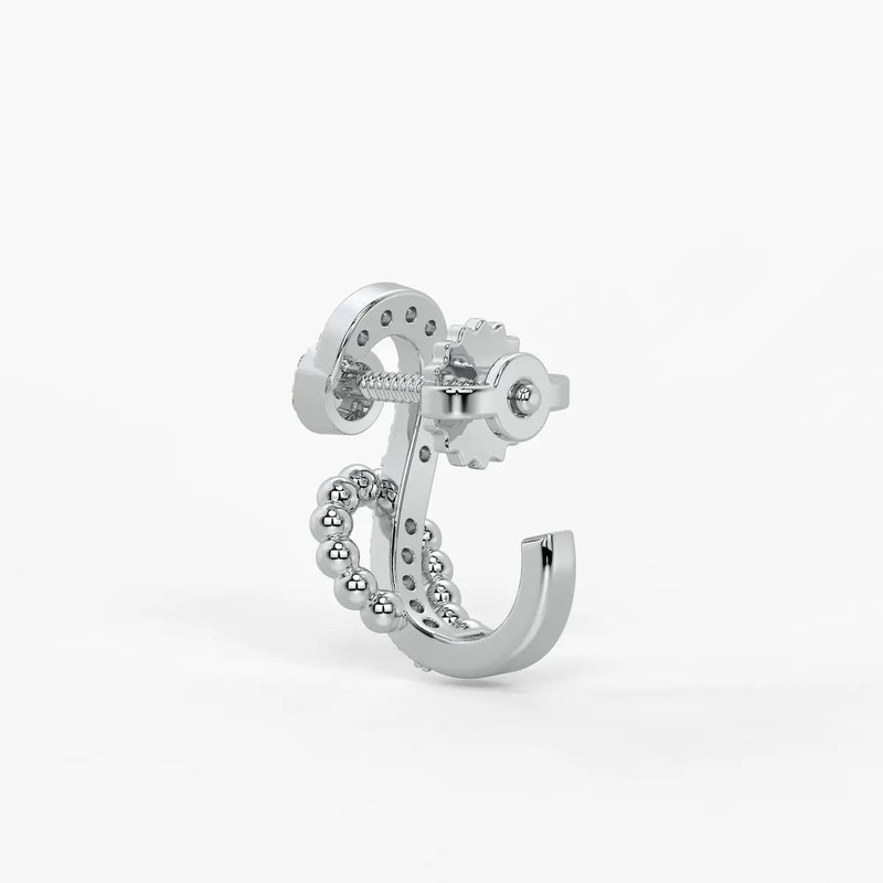 Zivara Beaded Paisley Round Diamond Earrings