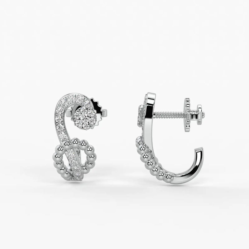 Zivara Beaded Paisley Round Diamond Earrings