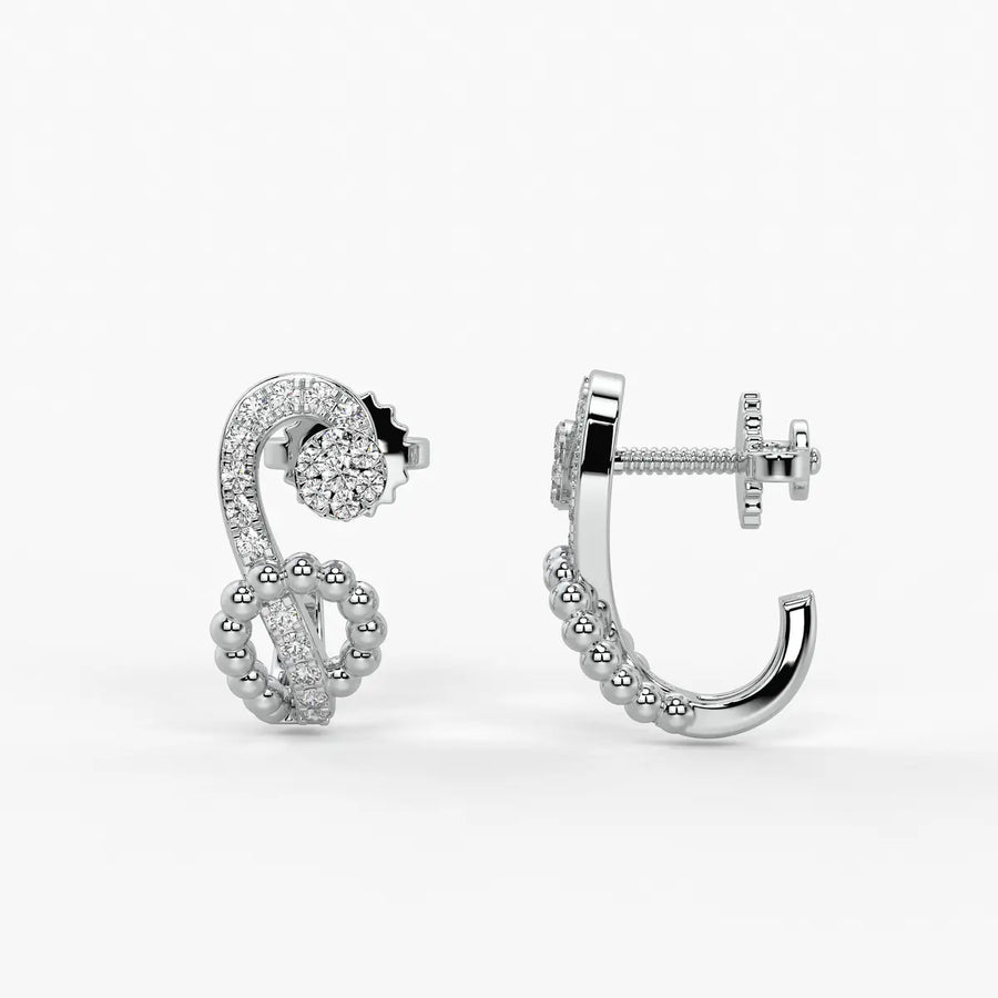 Zivara Beaded Paisley Round Diamond Earrings