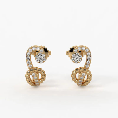 Zivara Beaded Paisley Round Diamond Earrings
