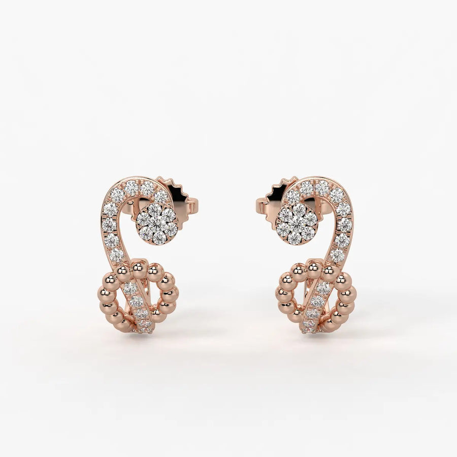 Zivara Beaded Paisley Round Diamond Earrings