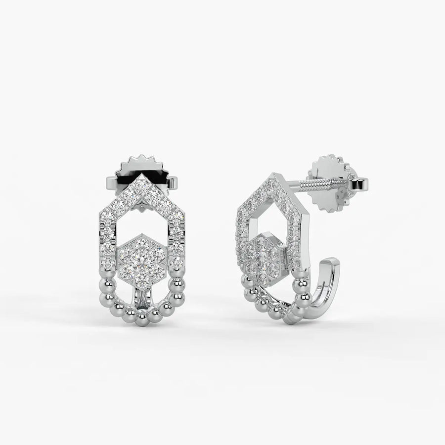 Elariq BeadArc Round Diamond Earrings