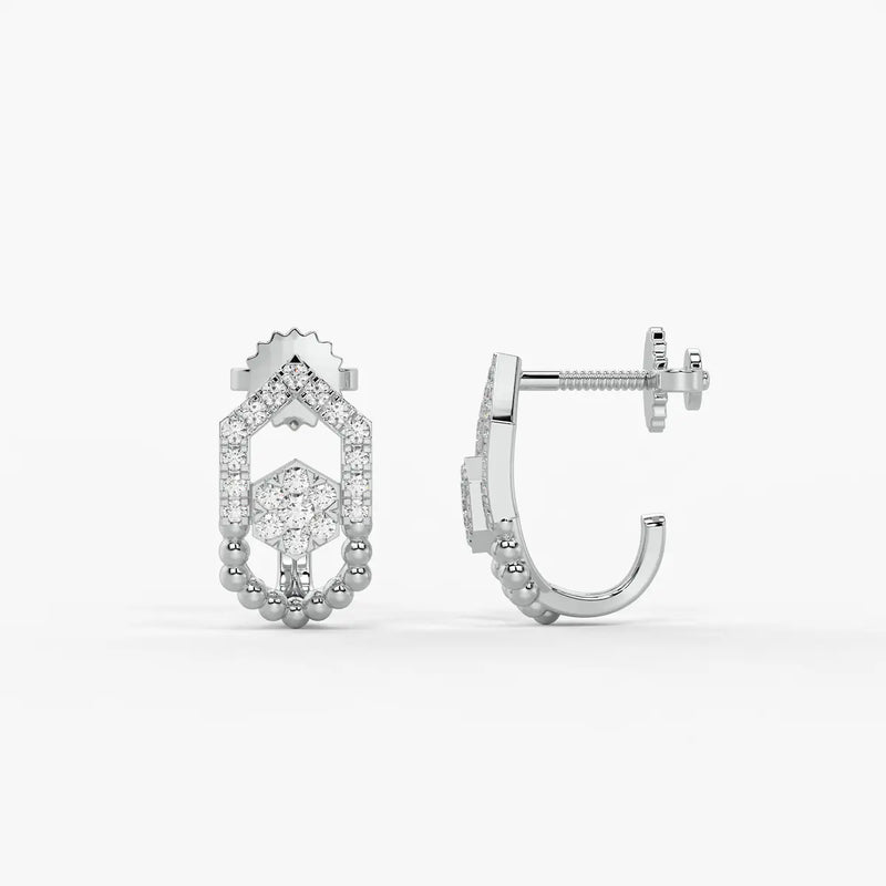 Elariq BeadArc Round Diamond Earrings