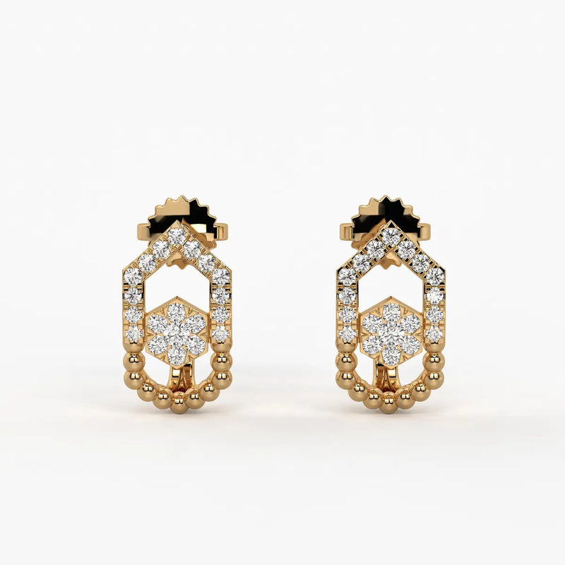 Elariq BeadArc Round Diamond Earrings