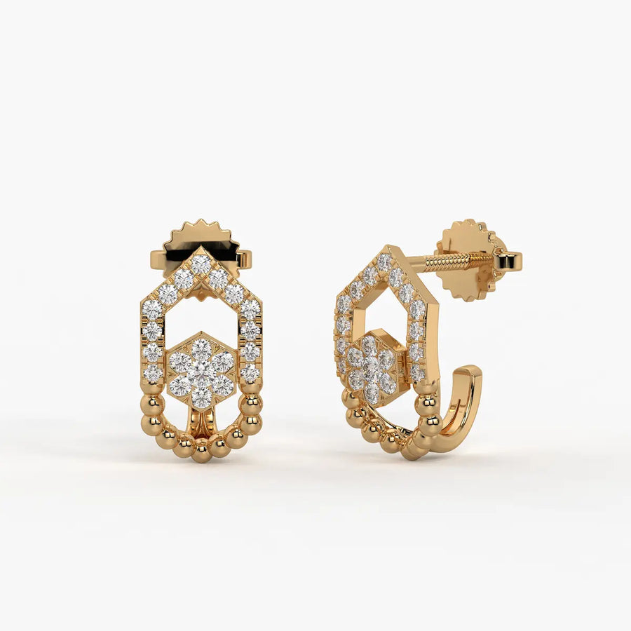Elariq BeadArc Round Diamond Earrings
