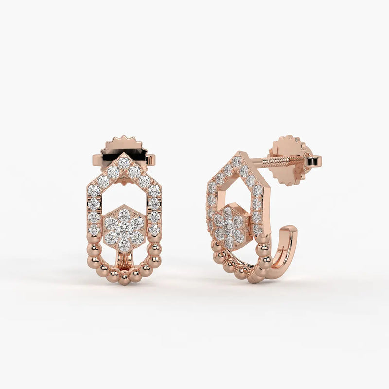 Elariq BeadArc Round Diamond Earrings