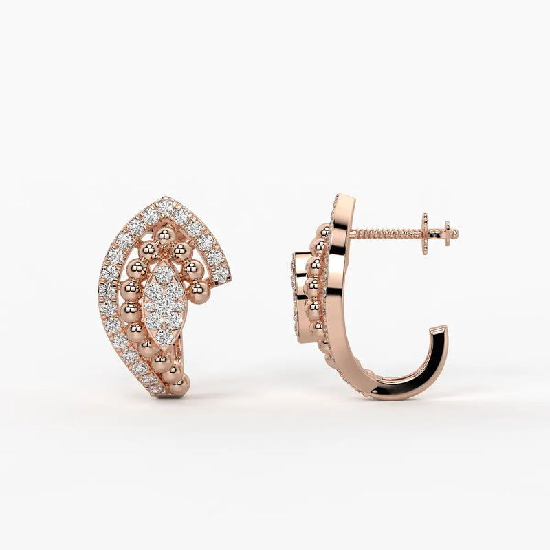 Maravelle BeadBloom Round Diamond Earrings