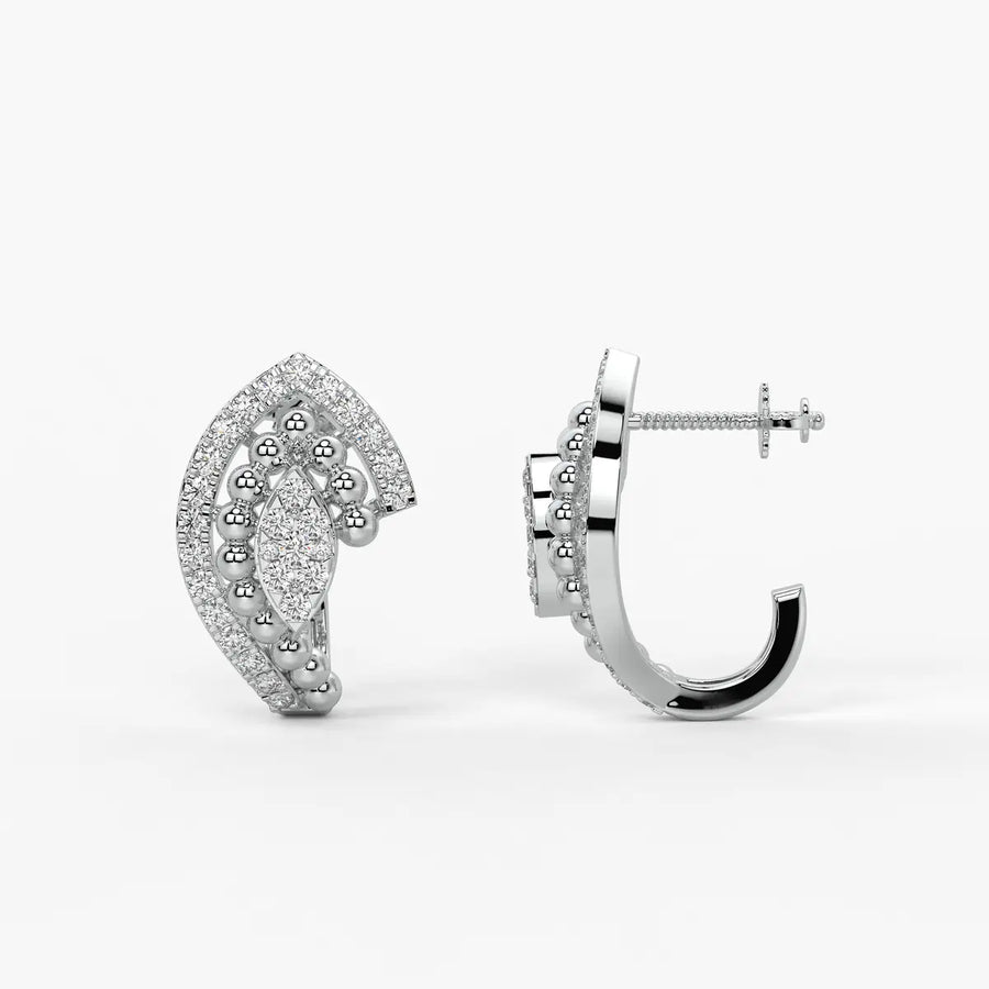 Maravelle BeadBloom Round Diamond Earrings