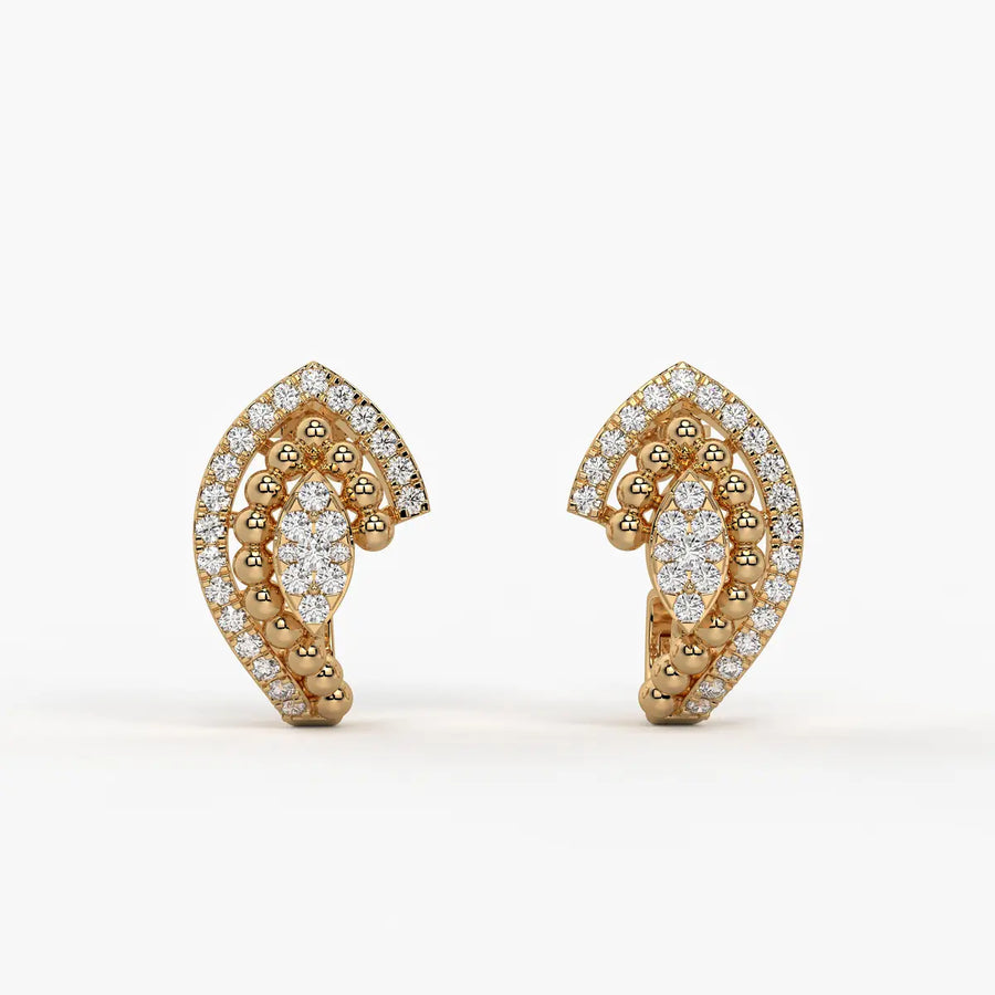Maravelle BeadBloom Round Diamond Earrings