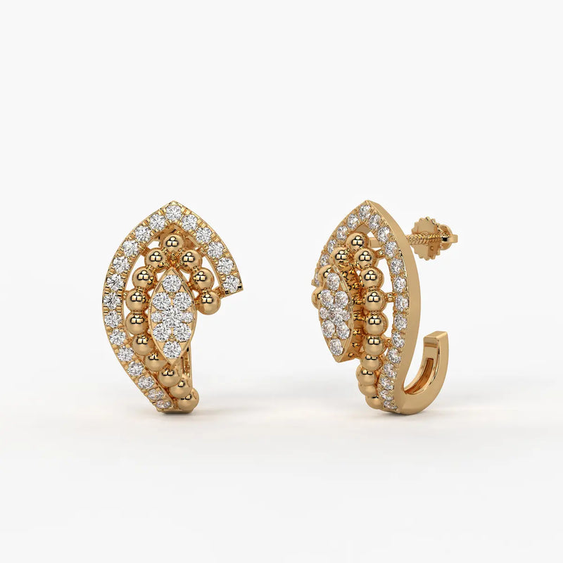 Maravelle BeadBloom Round Diamond Earrings
