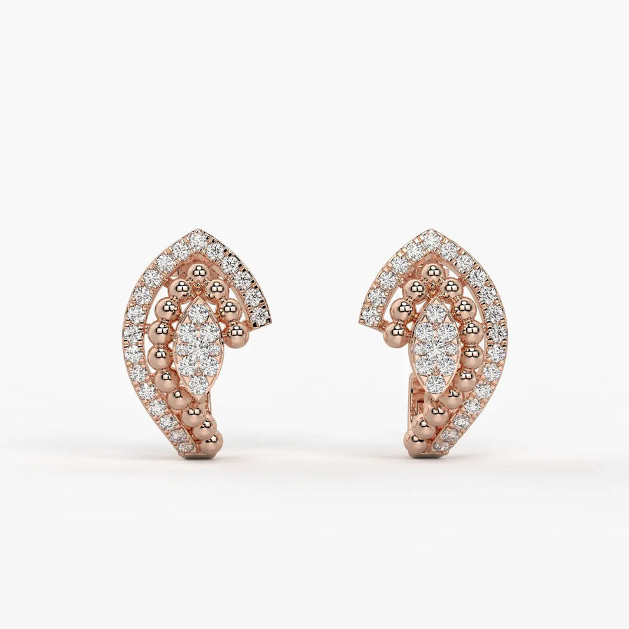 Maravelle BeadBloom Round Diamond Earrings