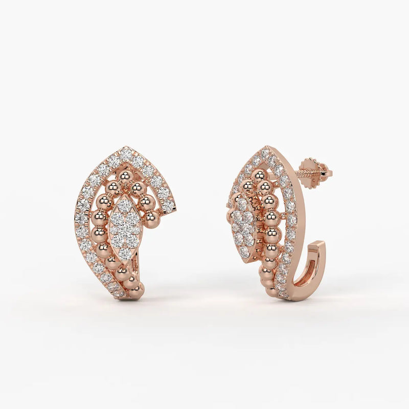 Maravelle BeadBloom Round Diamond Earrings