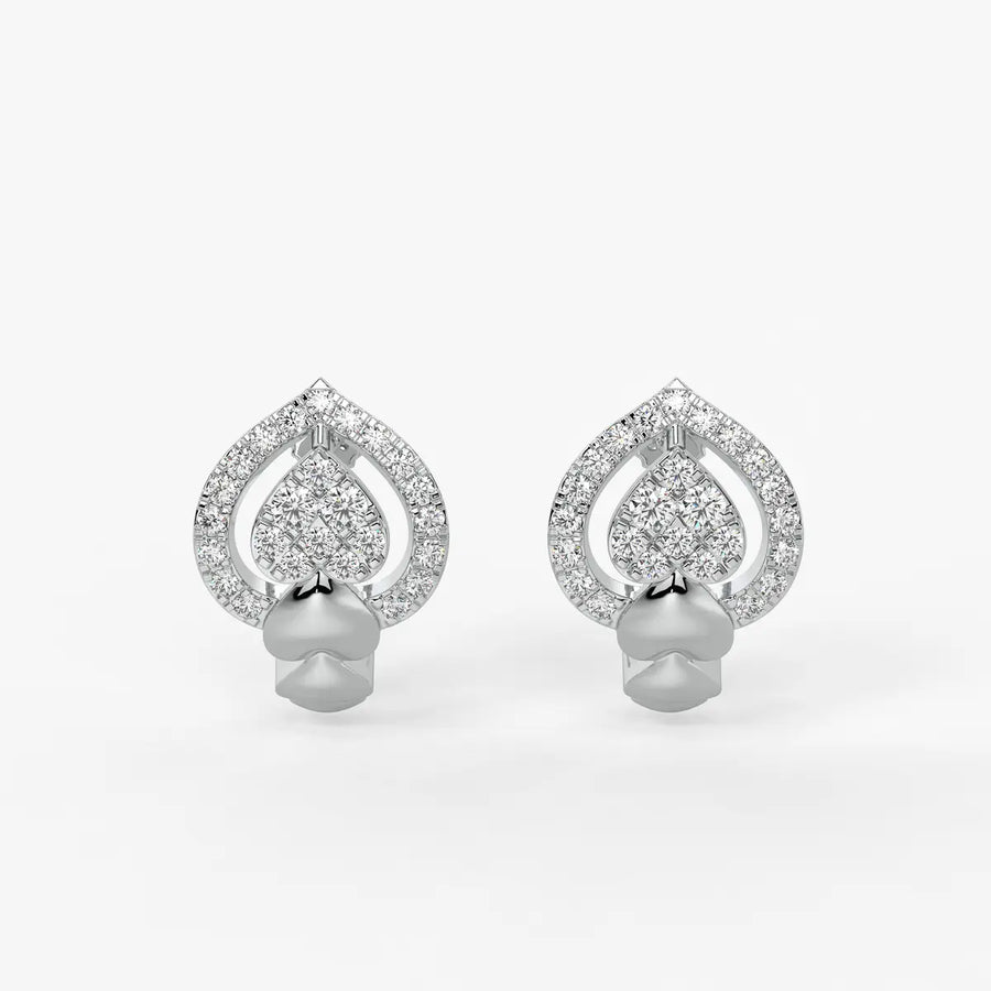 Pearlisse HaloDrop Round Diamond Earrings