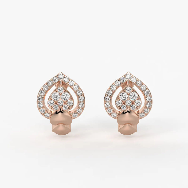 Pearlisse HaloDrop Round Diamond Earrings