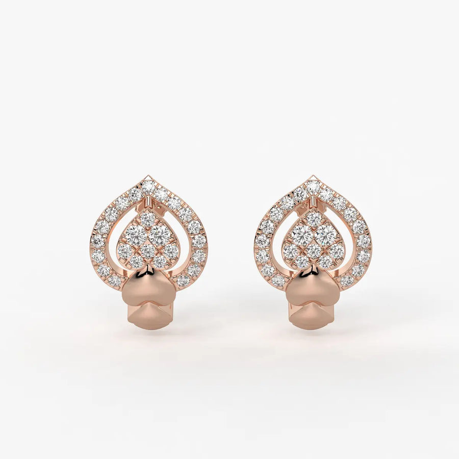 Pearlisse HaloDrop Round Diamond Earrings