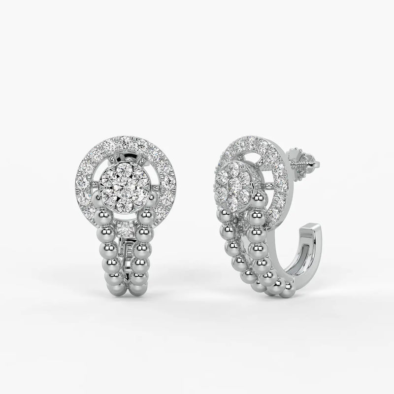 Orniva BeadHalo Round Diamond Earrings
