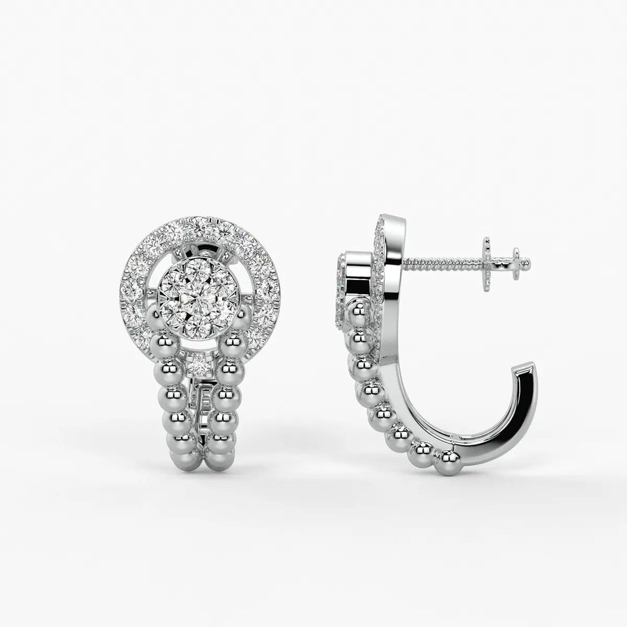Orniva BeadHalo Round Diamond Earrings