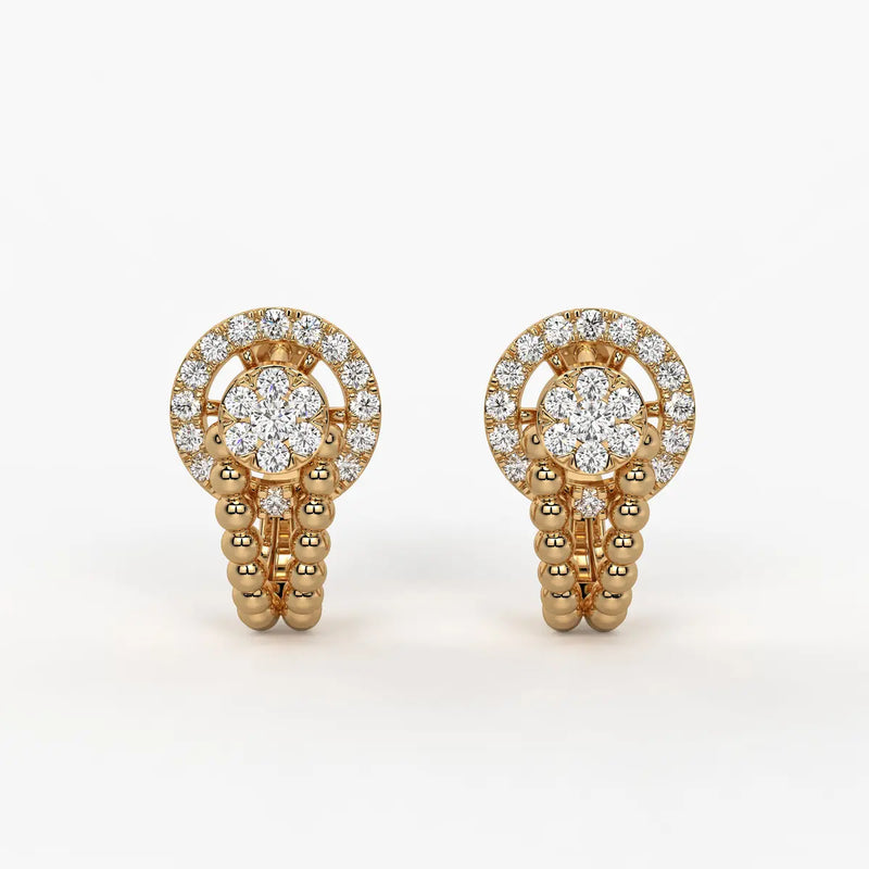 Orniva BeadHalo Round Diamond Earrings