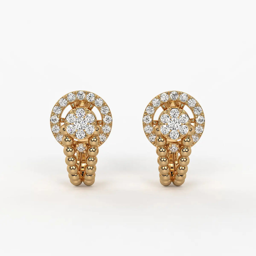 Orniva BeadHalo Round Diamond Earrings