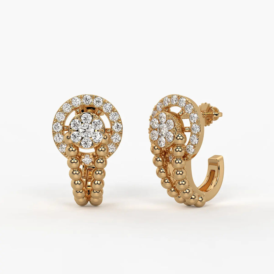 Orniva BeadHalo Round Diamond Earrings
