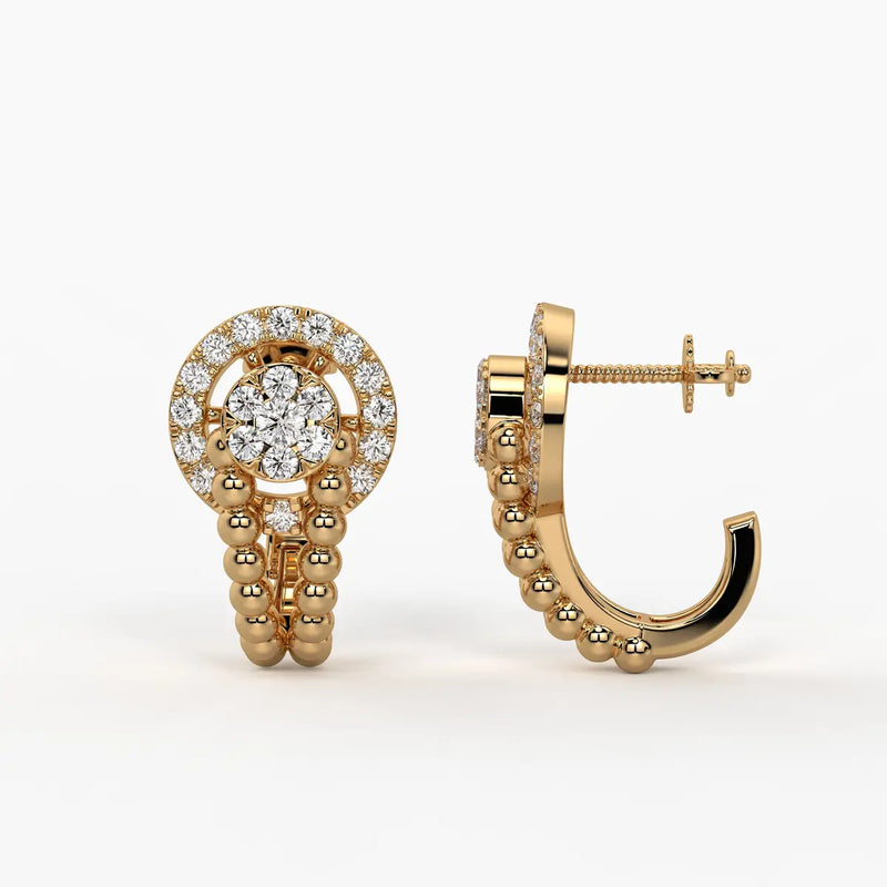 Orniva BeadHalo Round Diamond Earrings