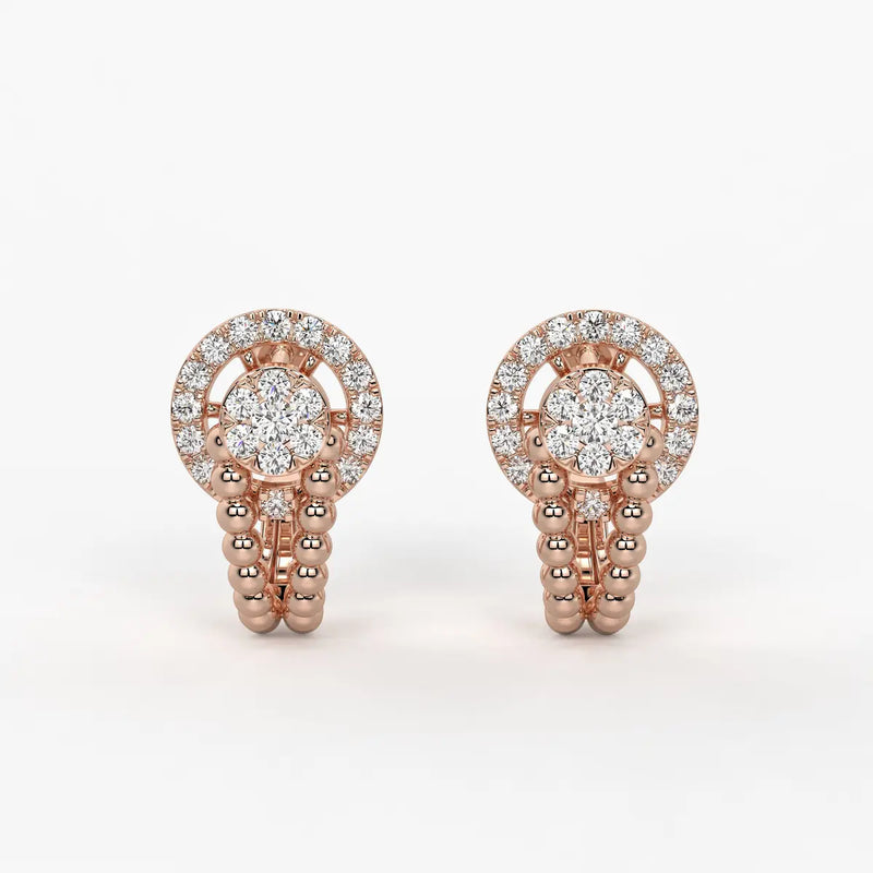 Orniva BeadHalo Round Diamond Earrings