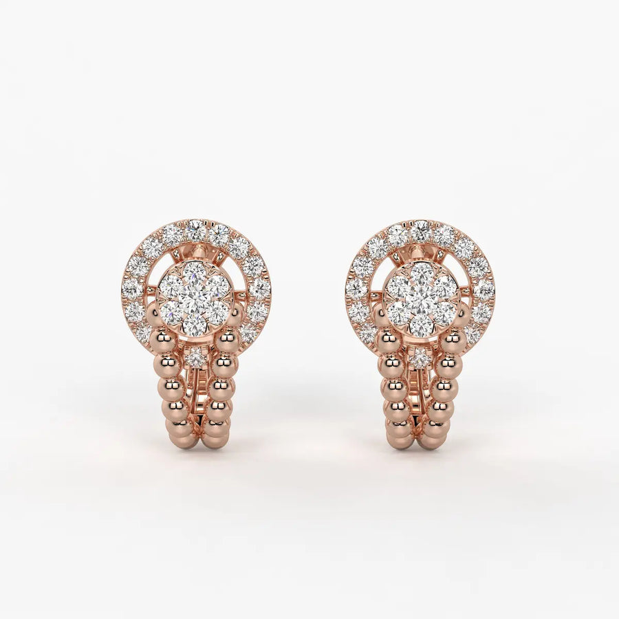 Orniva BeadHalo Round Diamond Earrings