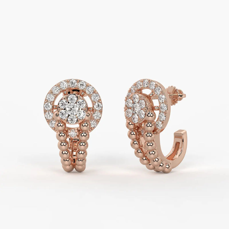 Orniva BeadHalo Round Diamond Earrings
