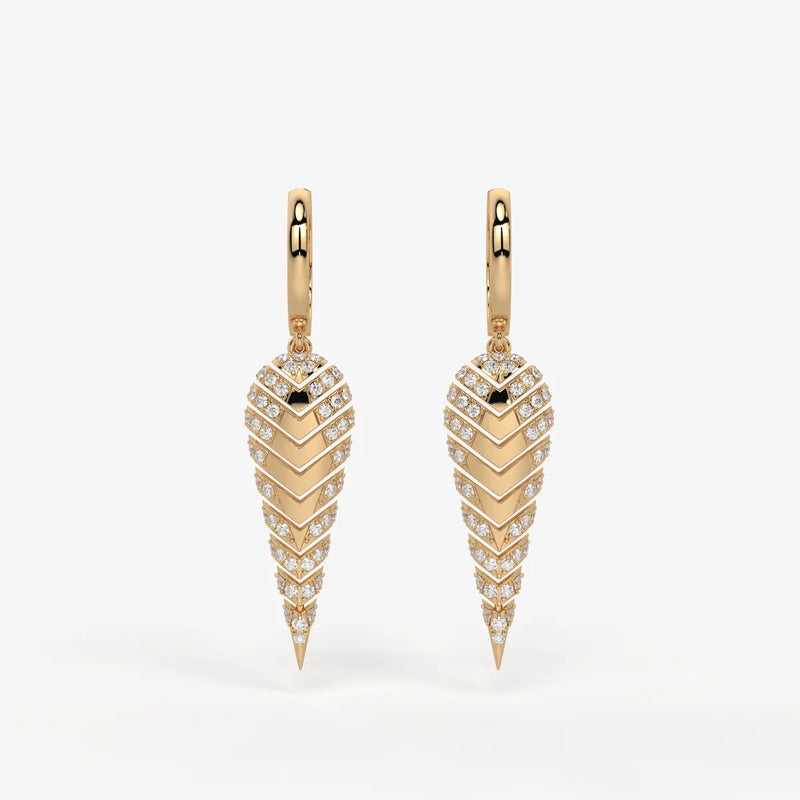 Zyraen Diamond Arrow Plume Hoop Earrings