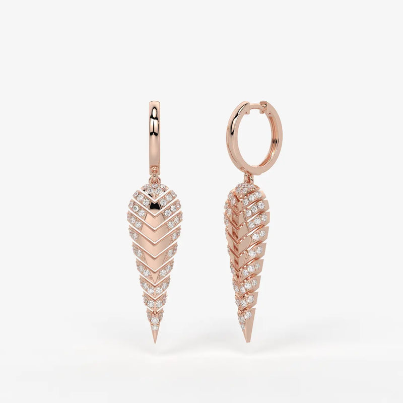 Zyraen Diamond Arrow Plume Hoop Earrings