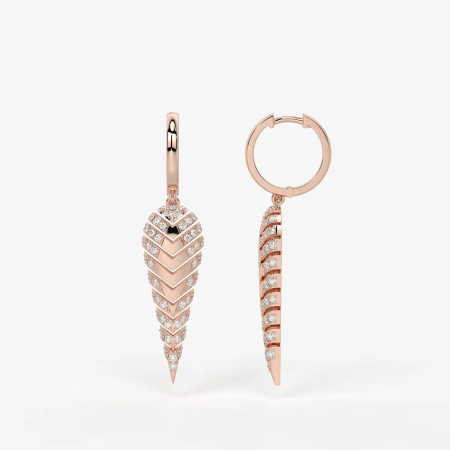 Zyraen Diamond Arrow Plume Hoop Earrings