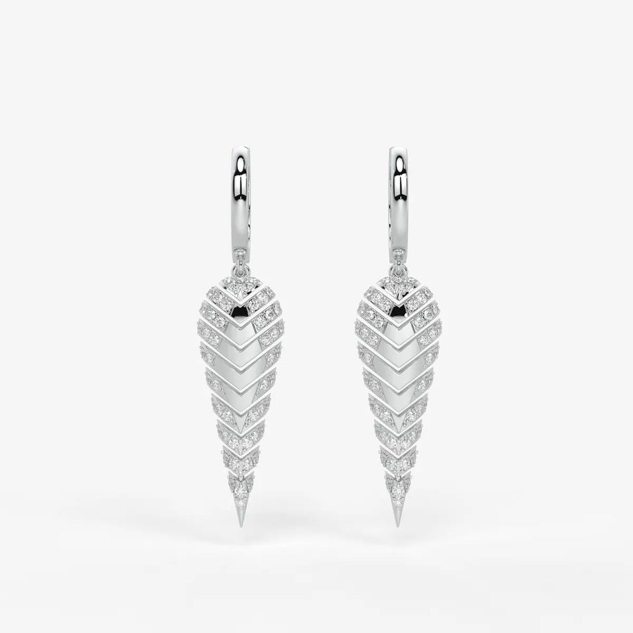 Zyraen Diamond Arrow Plume Hoop Earrings