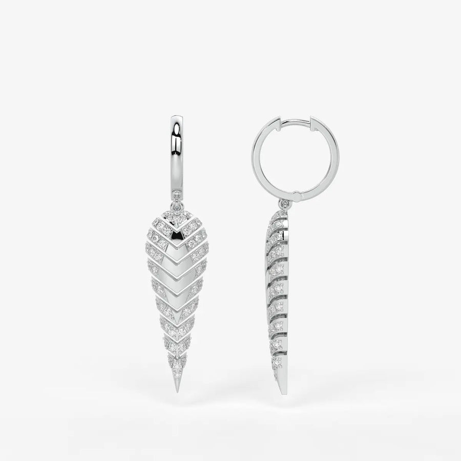 Zyraen Diamond Arrow Plume Hoop Earrings