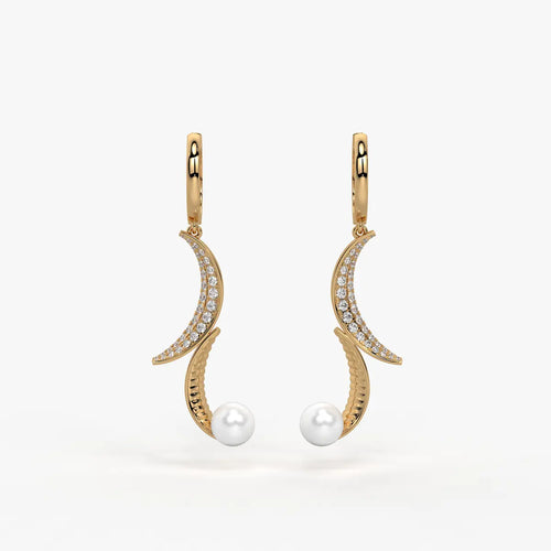 Luna Pearl Crescent Drop Earrings